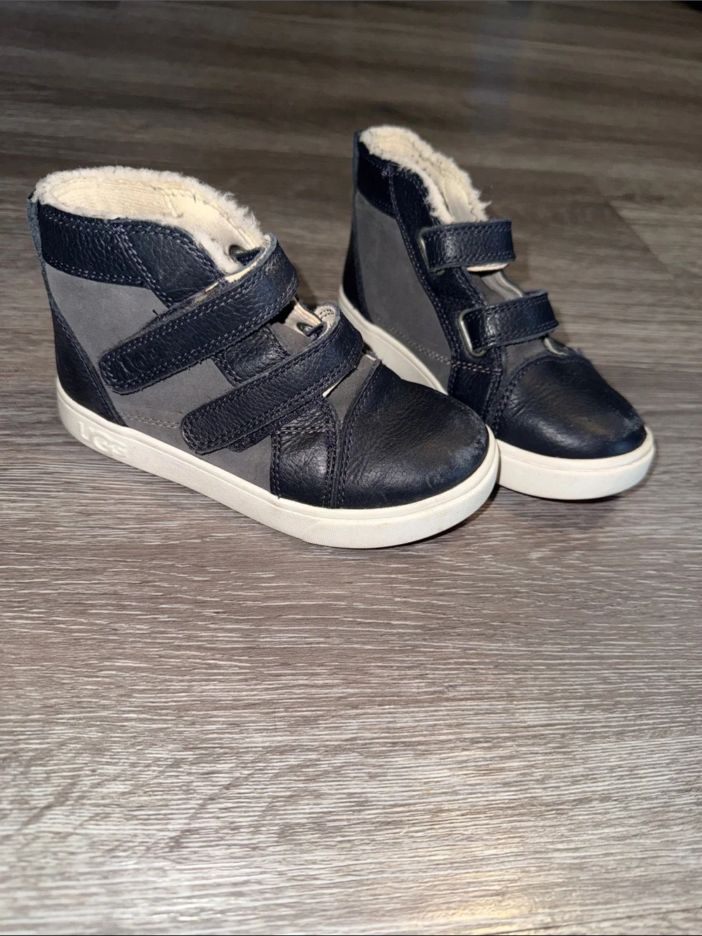 UGG Navy and Gray High-Top Velcro Boots